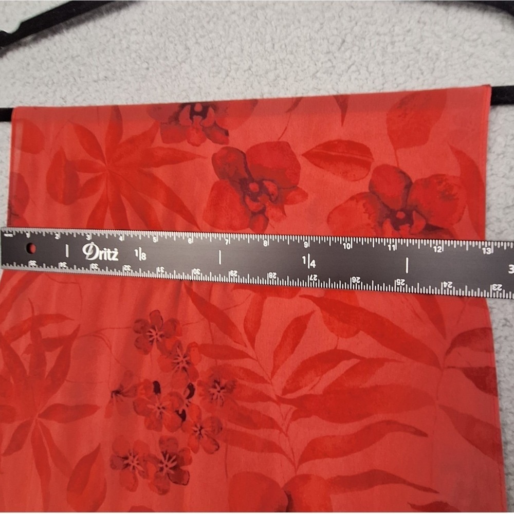 Vintage Scarf Womens Red Floral Botanical Sheer Chiffon 13 in x 52 in - Picture 3 of 6